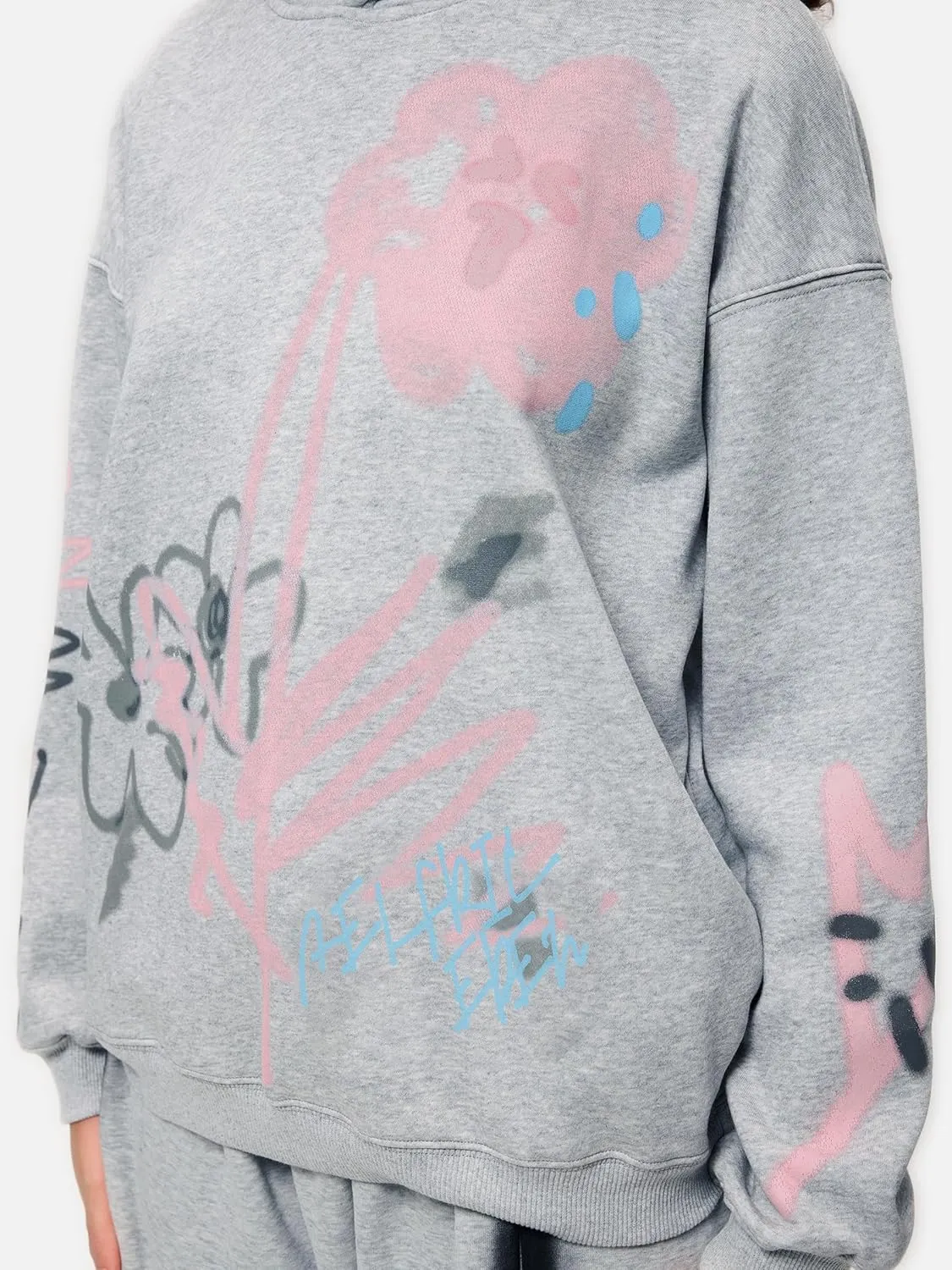 Aelfric Eden Womens Oversized Graphic Hoodies Cartoon Graffiti Print Hoodie Hooded Sweatshirt Unisex Long Sleeve Pullover
