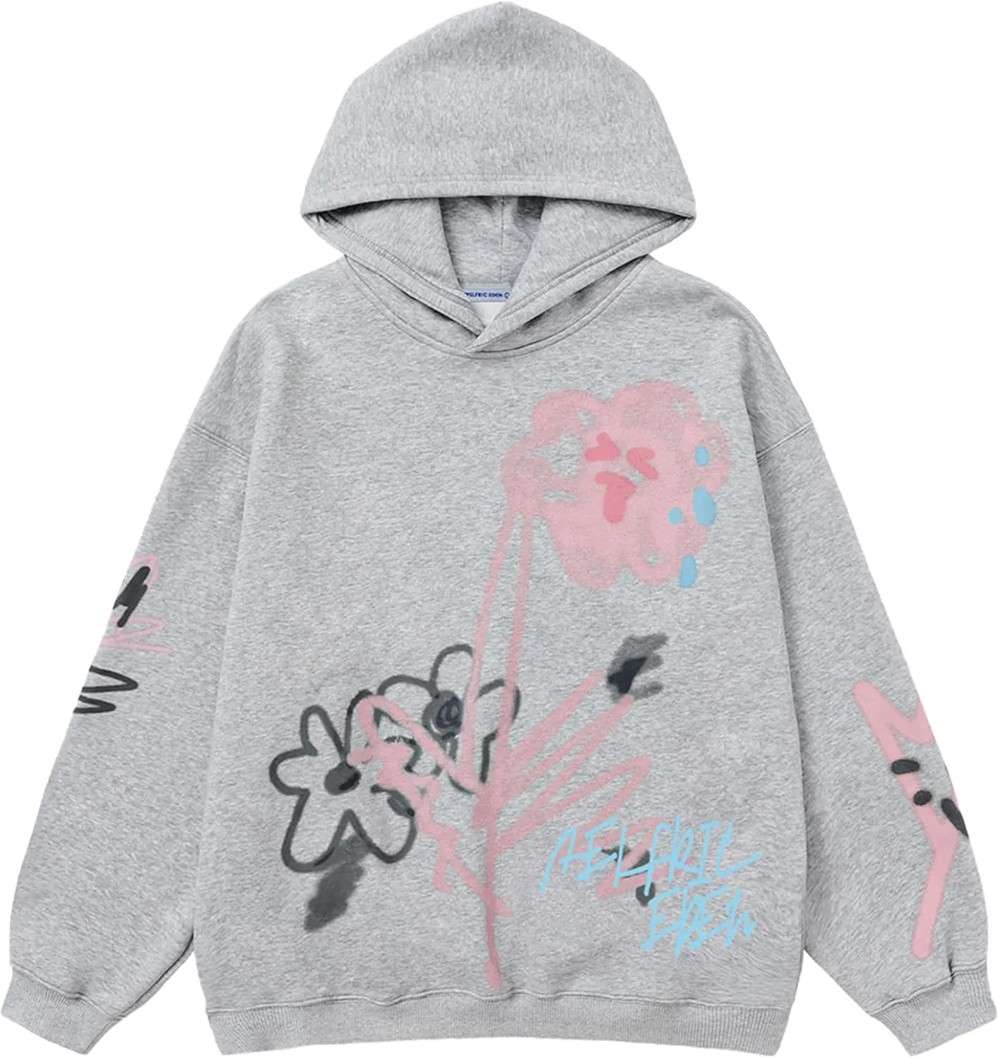 Aelfric Eden Womens Oversized Graphic Hoodies Cartoon Graffiti Print Hoodie Hooded Sweatshirt Unisex Long Sleeve Pullover