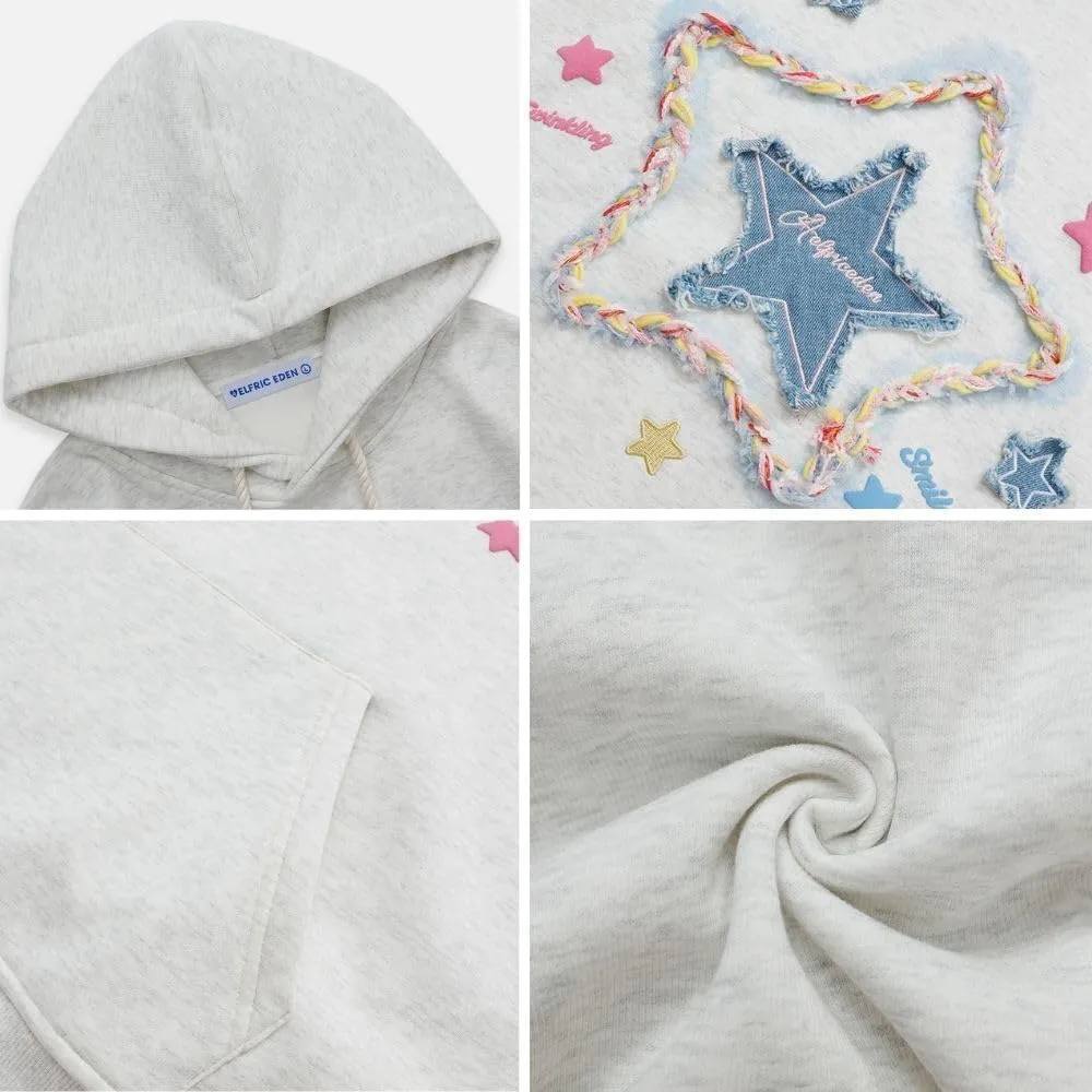 Aelfric Eden Womens Oversized Hoodies Star Graphic Fleece Hooded Streetwear Unisex Sweatshirts Pullover with Pocket