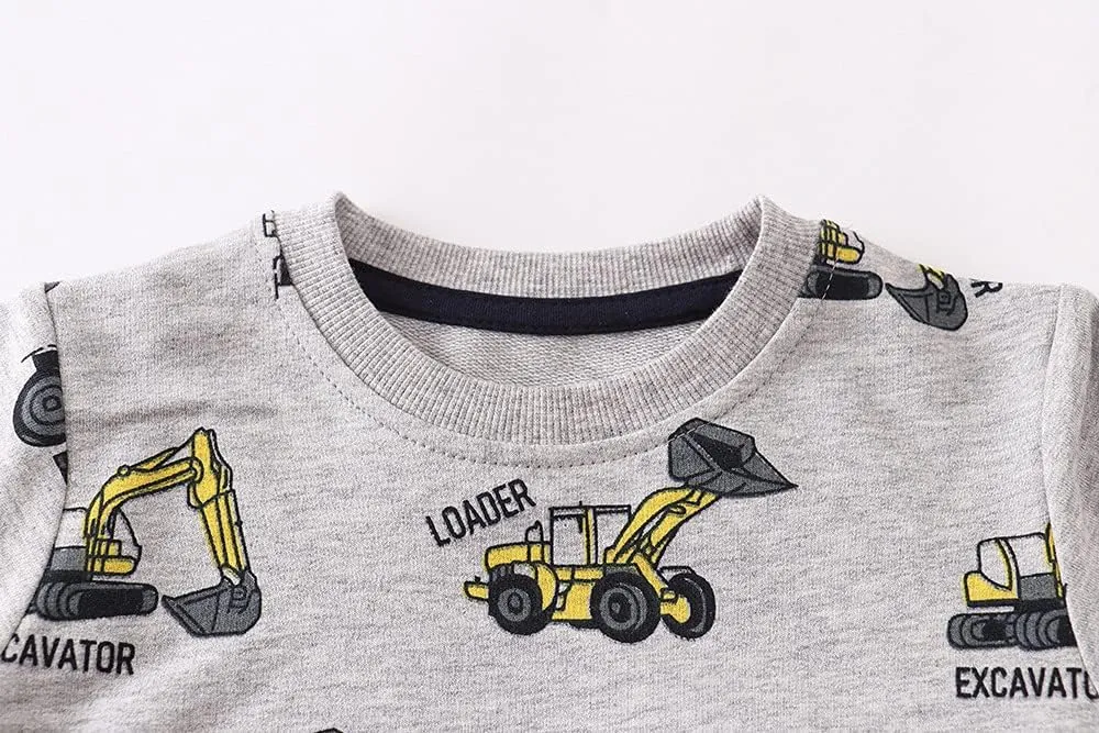 Akyzic Boy Dinosaur Sweatshirts Toddler Long Sleeve Cotton Space Pullover Cartoon T-Shirts Sport Top Tee For Kids 2-7T