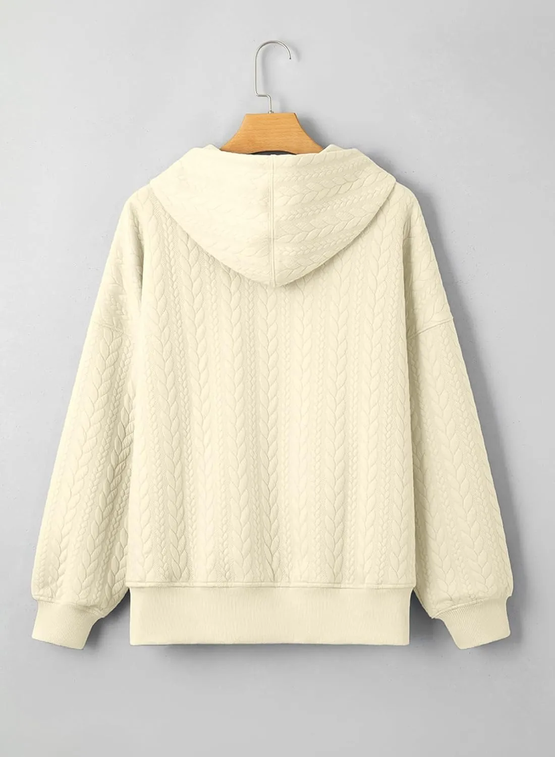 AlvaQ Womens Oversized Hoodies Fall Winter Casual Quilted Long Sleeve Drawstring Hooded Pocketed Sweatshirts Pullover Top