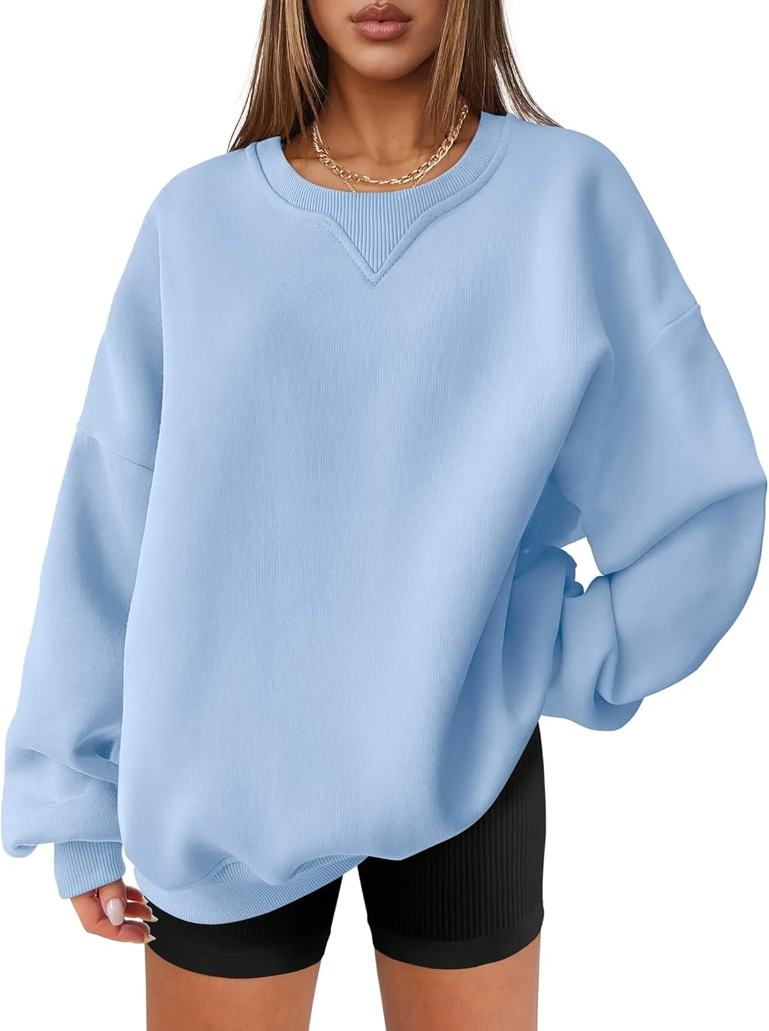 ANRABESS Womens Sweatshirts Oversized Fleece Crew Neck Pullover Hoodies Casual Comfy 2025 Fall Fashion Basic Sweatshirt