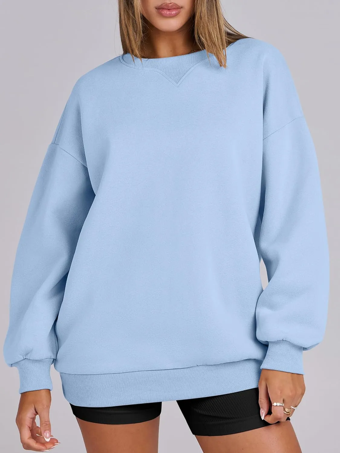 ANRABESS Womens Sweatshirts Oversized Fleece Crew Neck Pullover Hoodies Casual Comfy 2025 Fall Fashion Basic Sweatshirt