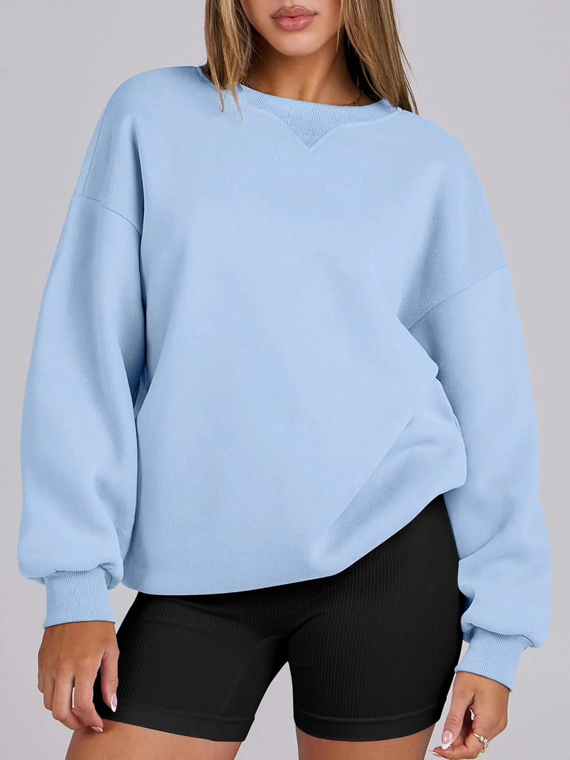 ANRABESS Womens Sweatshirts Oversized Fleece Crew Neck Pullover Hoodies Casual Comfy 2025 Fall Fashion Basic Sweatshirt
