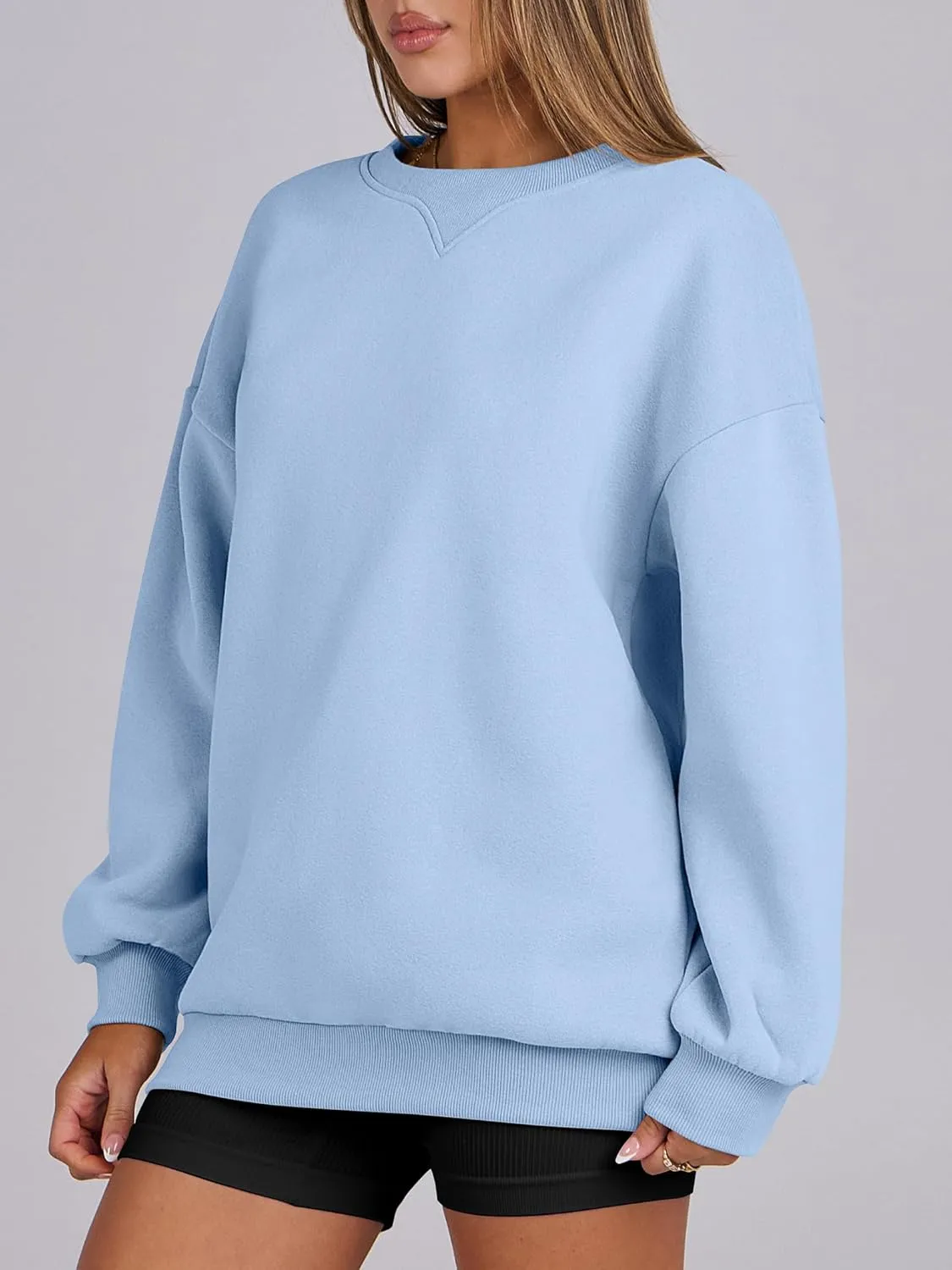 ANRABESS Womens Sweatshirts Oversized Fleece Crew Neck Pullover Hoodies Casual Comfy 2025 Fall Fashion Basic Sweatshirt