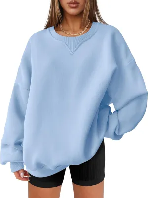 ANRABESS Womens Sweatshirts Oversized Fleece Crew Neck Pullover Hoodies Casual Comfy 2025 Fall Fashion Basic Sweatshirt