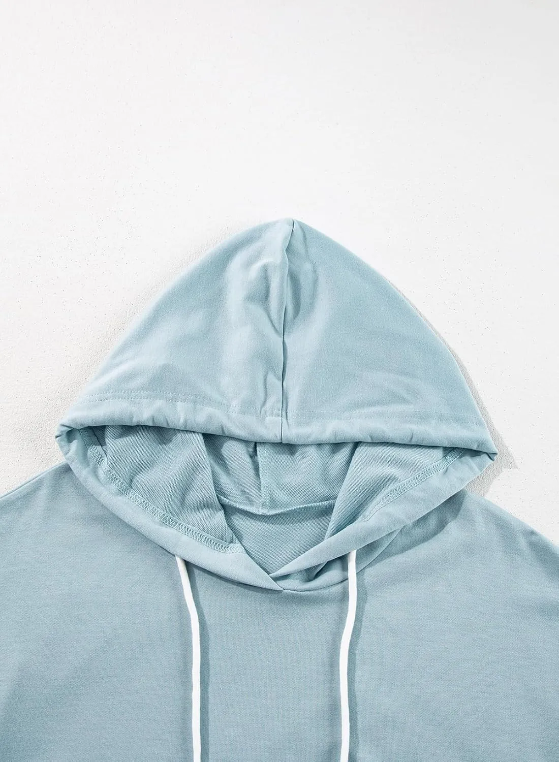 Apvirdy Women's Solid Sweatshirt Hooded Casual Ruffled Hem Peplum Loose Tunic Top Drawstring Long Sleeves Pullover Hoodies