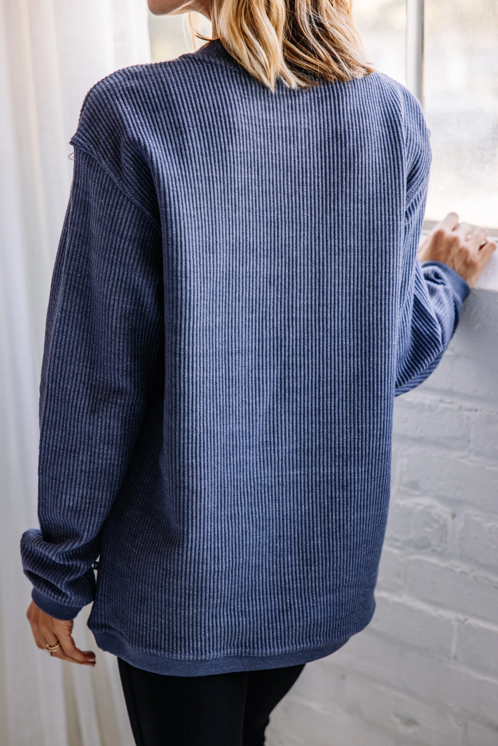 Baby It's Cold Outside Navy Corded Sweatshirt