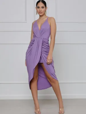 Backless Spaghetti Strap Ruched Midi Dresses