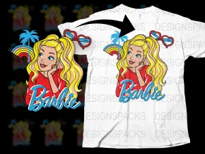 Barbie Rainbow Heart Sunglasses Graphic Png Digital Download