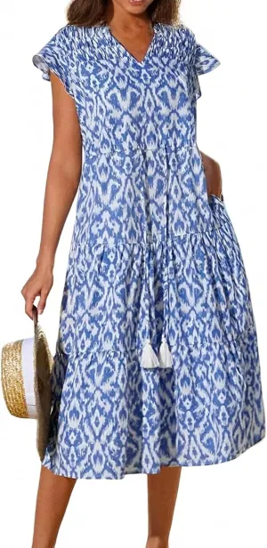 Beach Vacation Clothes for Women Summer Casual Trendy Short Sleeve V-Neck Floral Print Flowy Maxi Dresses, S-2XL