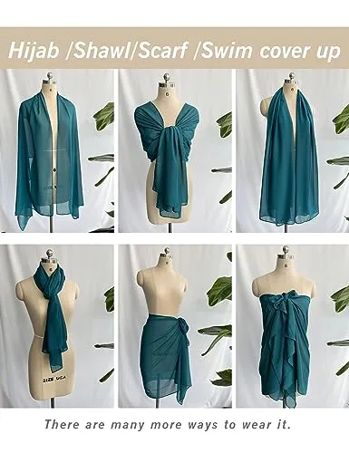 BEAUZSUZSANA Women Chiffon Shawls and Wraps for Evening Dresses Wedding Party Travel Scarves Pashmina Bikini Cover Up (Mauve)