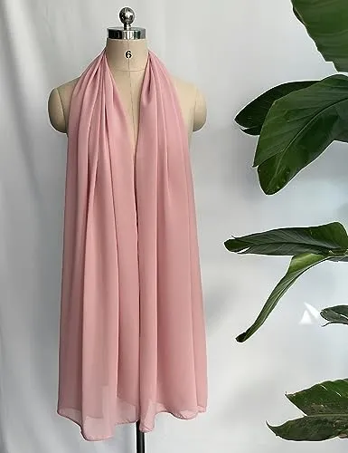 BEAUZSUZSANA Women Chiffon Shawls and Wraps for Evening Dresses Wedding Party Travel Scarves Pashmina Bikini Cover Up (Mauve)