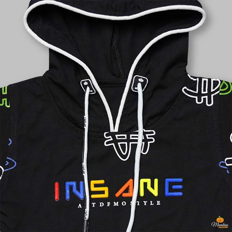 Black Blue T-shirts for Boys with Hoodie Pattern