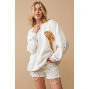 BLUE B Fleece Terry Football Sequin Patch Sweatshirt