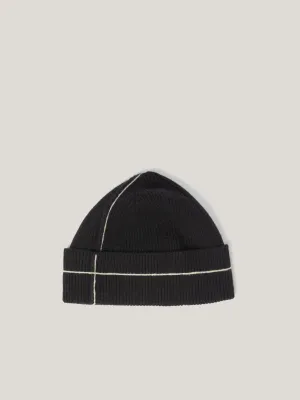 Contrast Stitch Beanie | Black