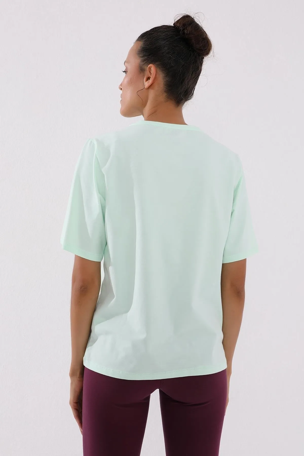 deforme yazi baskili o yaka kadin oversize t-shirt - 97134