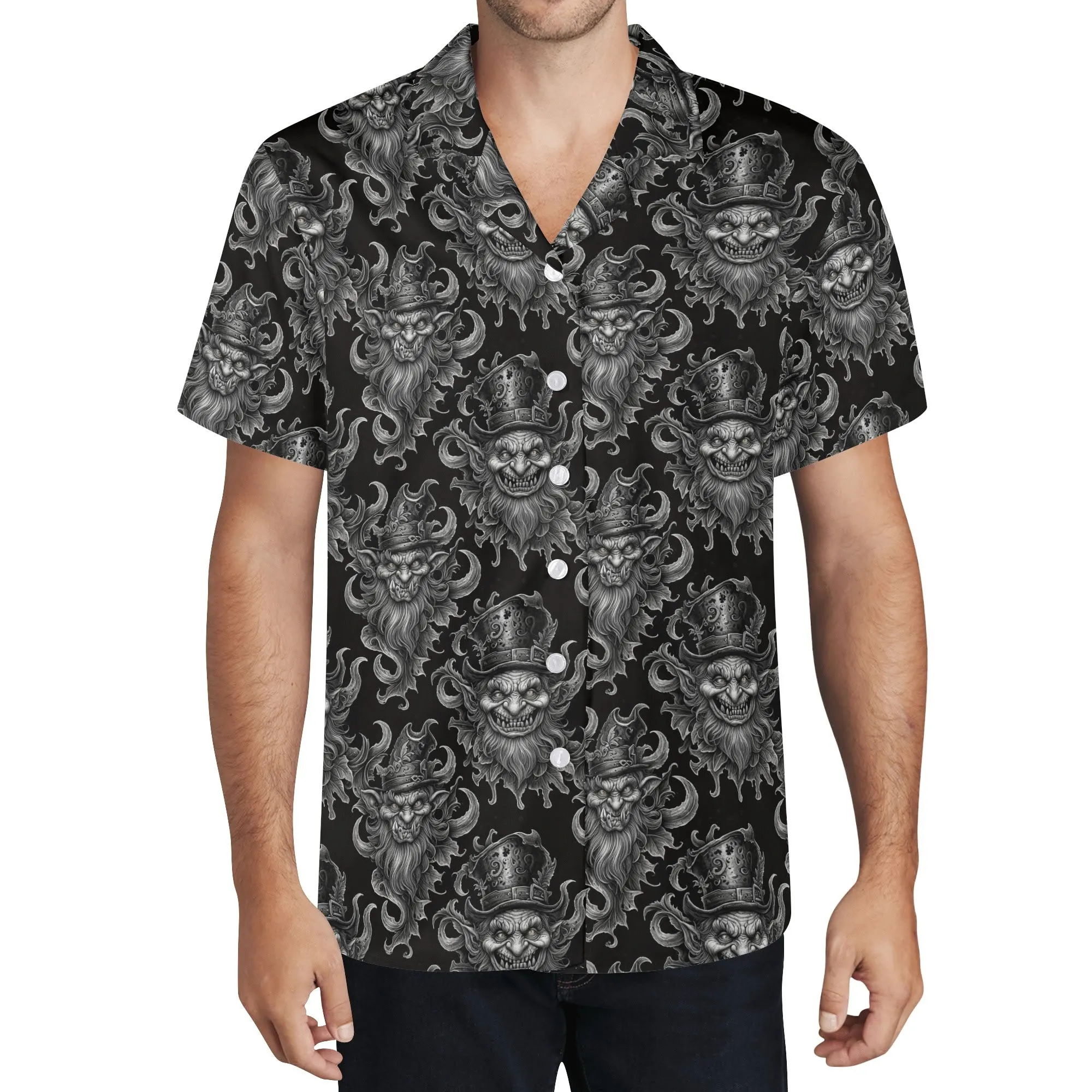Demon Leprechaun Mens Casual Hawaiian Shirt