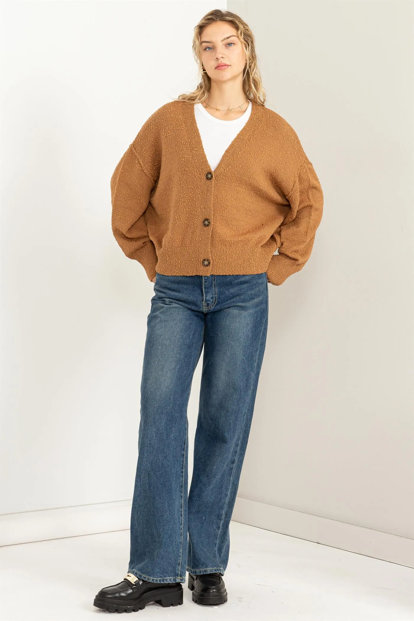 DZ23G313--Button Closure Cardigan Sweater