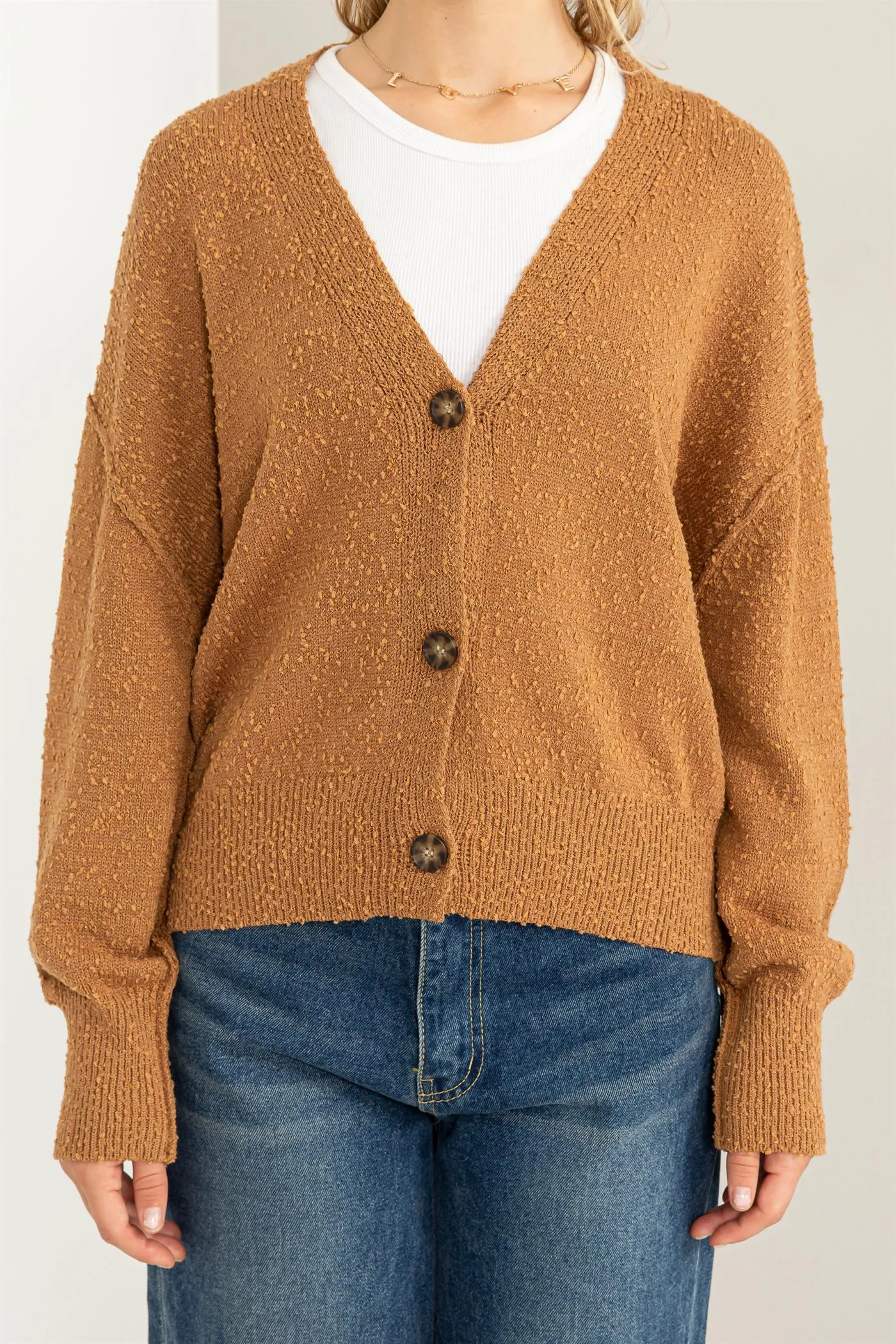 DZ23G313--Button Closure Cardigan Sweater