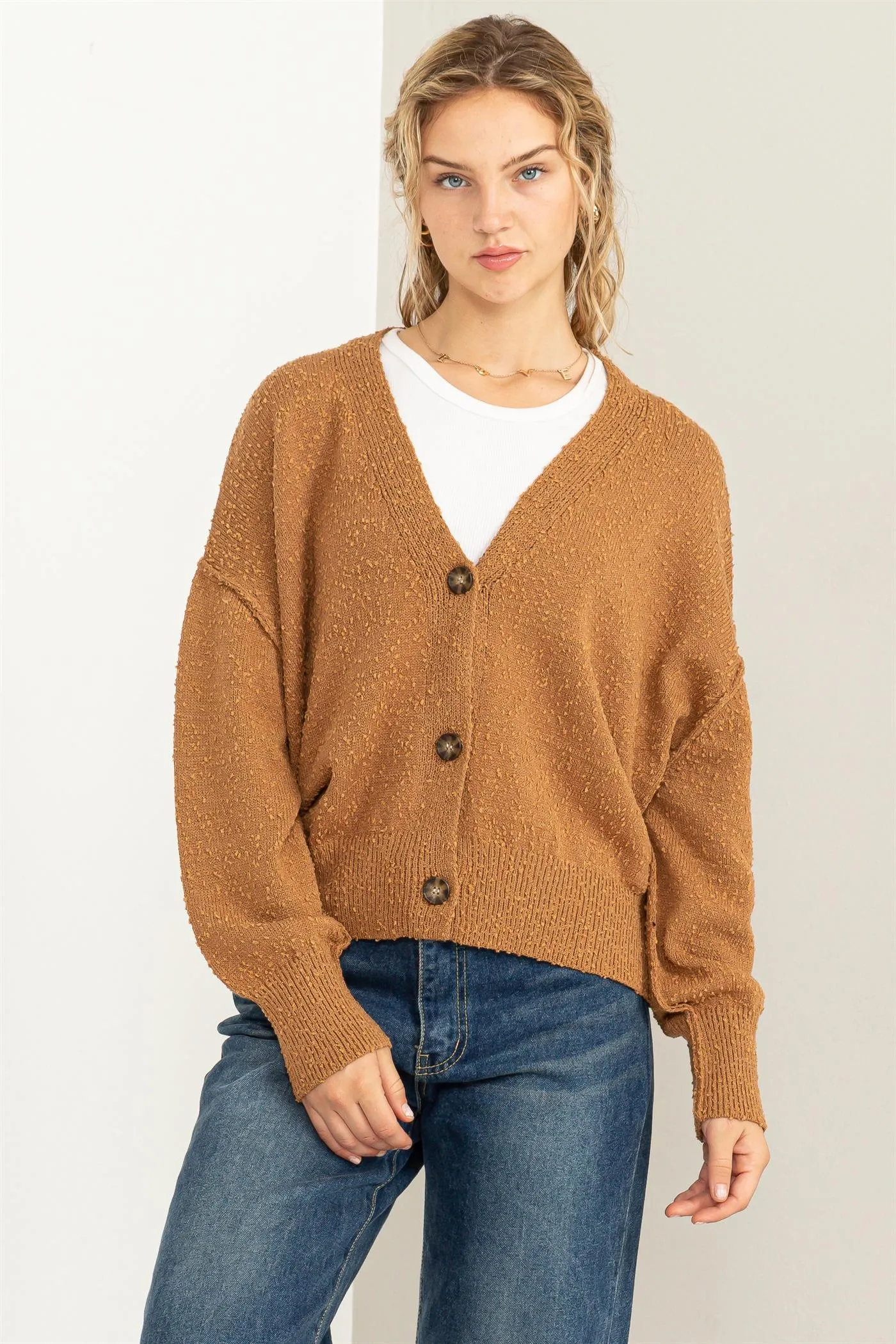 DZ23G313--Button Closure Cardigan Sweater