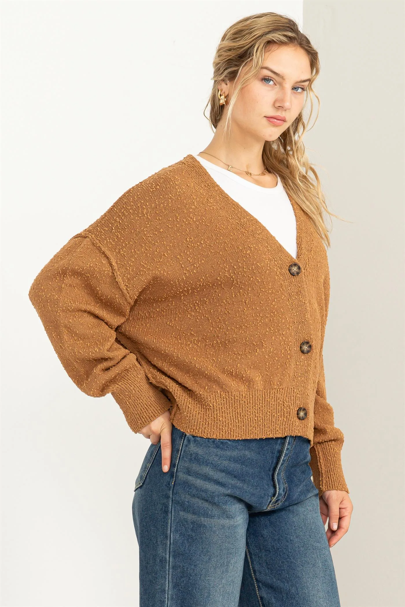DZ23G313--Button Closure Cardigan Sweater