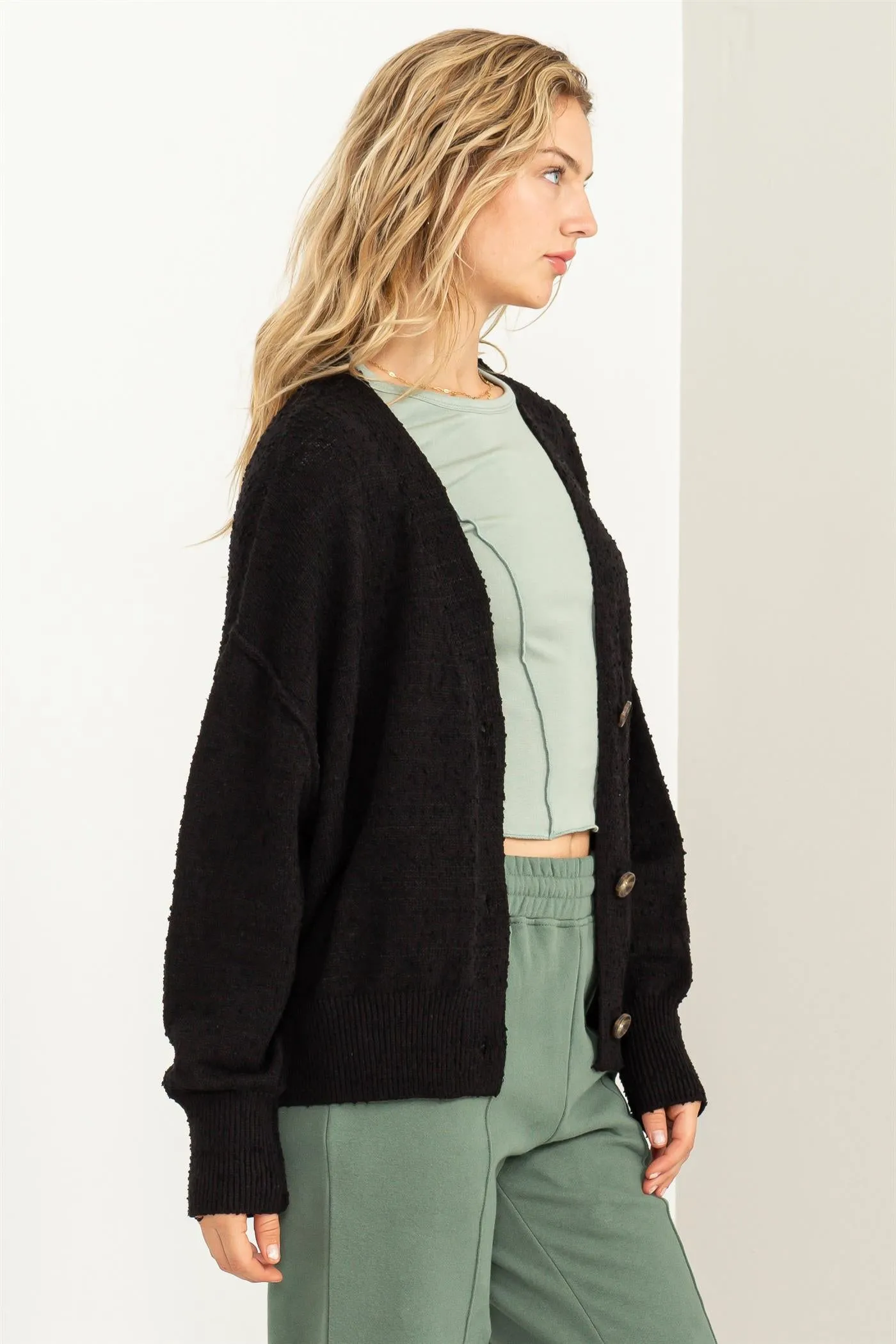DZ23G313--Button Closure Cardigan Sweater