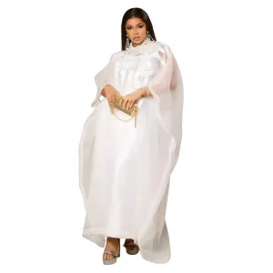 Elegant African Embroidery Design: Floor-Length Dresses for Women, Including Plus Sizes