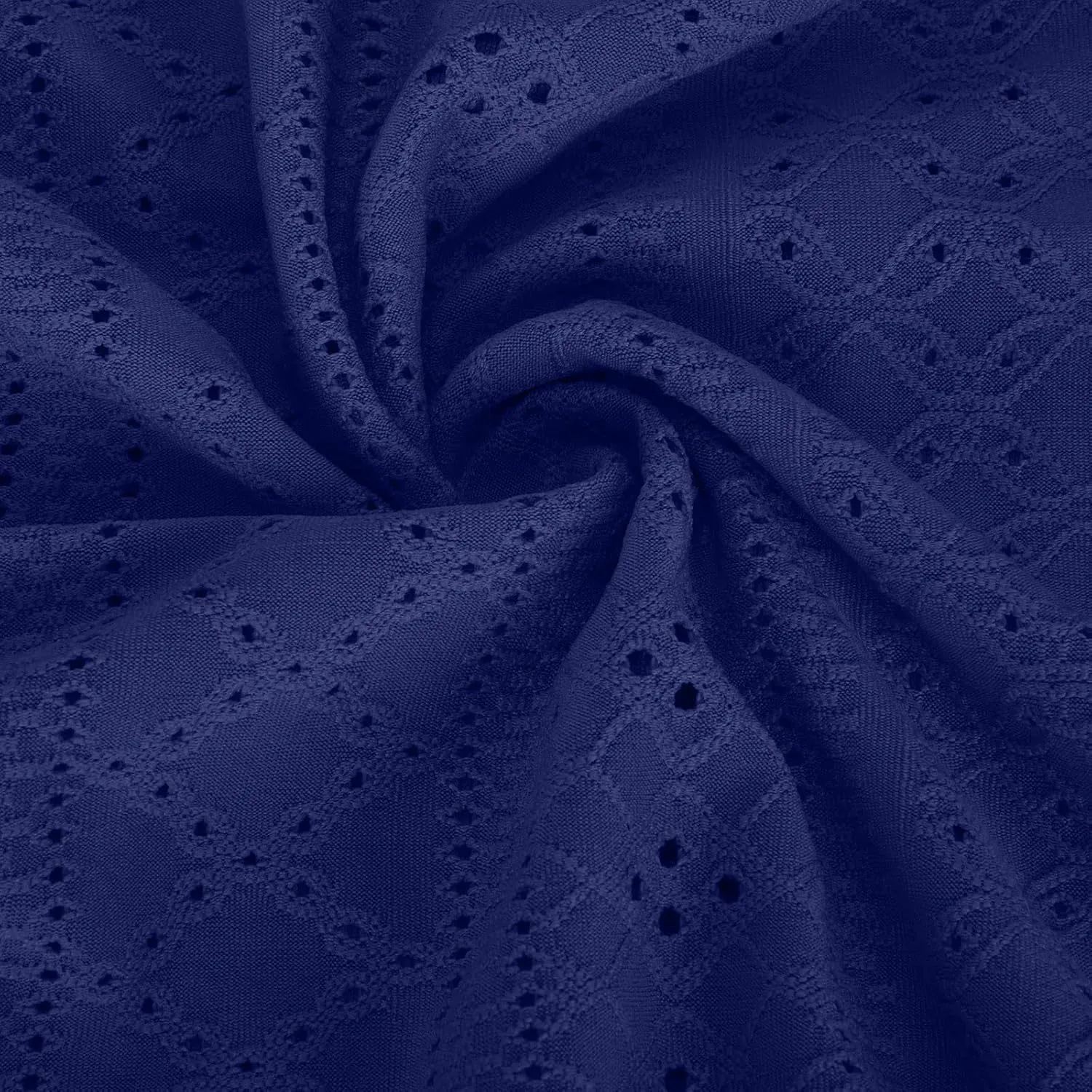 Eyelet Dresses Women 2025 Fashion Round Neck Short Sleeve Solid Color Midi Dress Vacation Summer Dress with Pockets