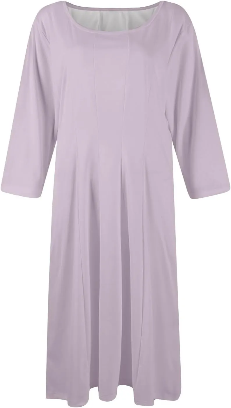 FQZWONG Spring Dresses for Women 2025 3/4 Sleeve Summer Sundresses Trendy Crew Neck Vacation Beach Midi Dress with Pockets