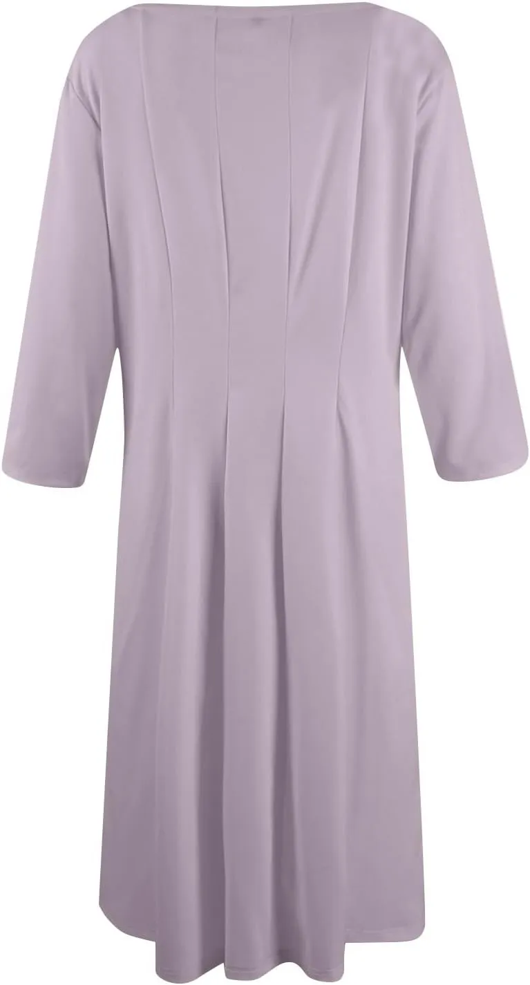 FQZWONG Spring Dresses for Women 2025 3/4 Sleeve Summer Sundresses Trendy Crew Neck Vacation Beach Midi Dress with Pockets