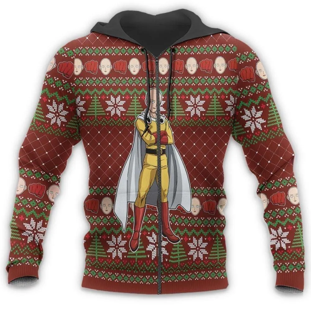 Giftngon - Saitama Ugly Christmas Sweater One Punch Man Anime Xmas Gift For Kids