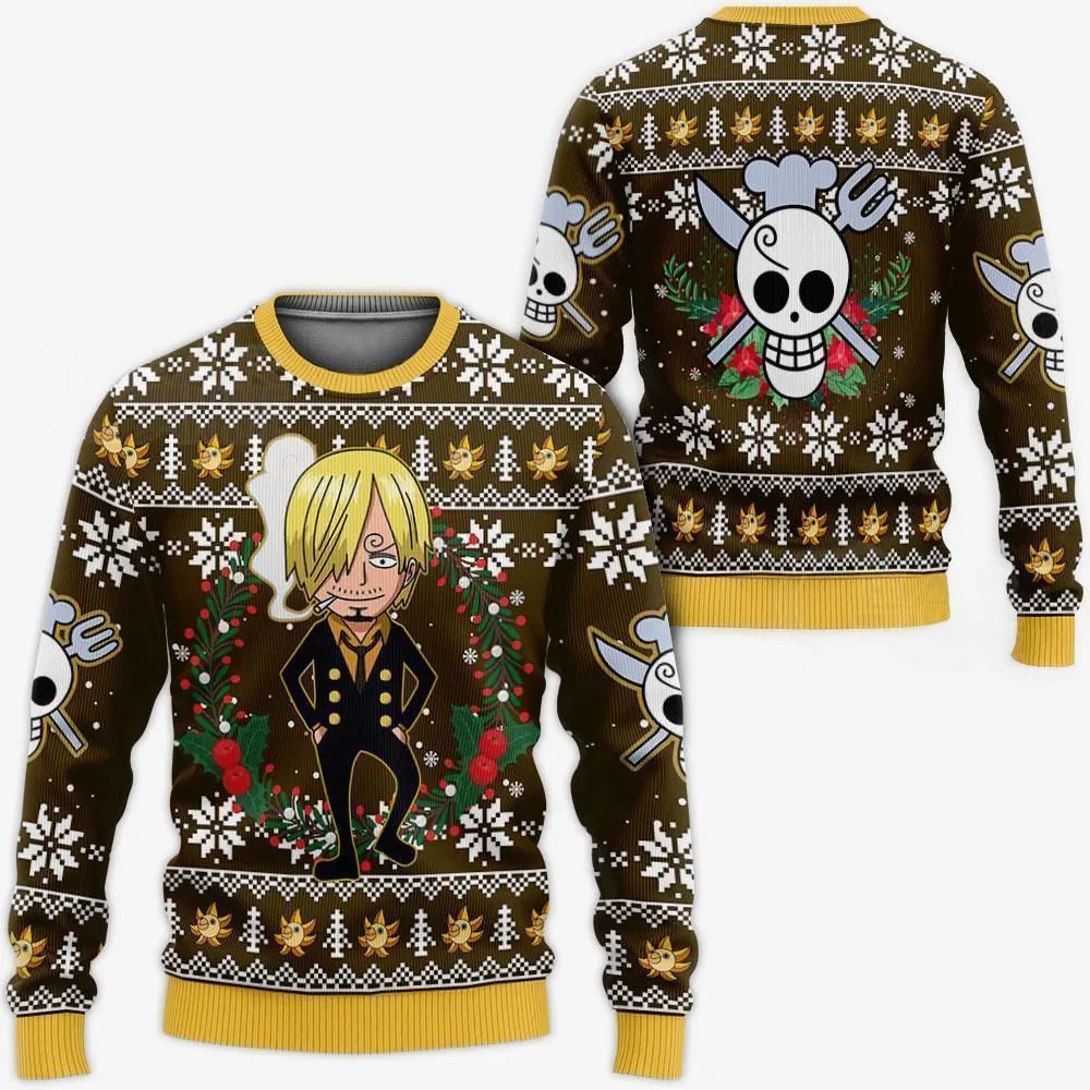 Giftngon - Sanji Ugly Christmas Sweater One Piece Anime Xmas For Kids