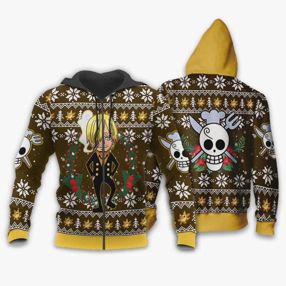 Giftngon - Sanji Ugly Christmas Sweater One Piece Anime Xmas