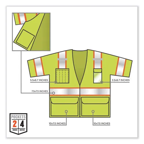 Glowear 8346z Class 3 Two-tone Hi-vis Surveyor Zipper Vest, 2x-large/3x-large, Lime, Ships In 1-3 Business Days