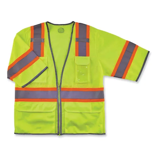 Glowear 8346z Class 3 Two-tone Hi-vis Surveyor Zipper Vest, 2x-large/3x-large, Lime, Ships In 1-3 Business Days