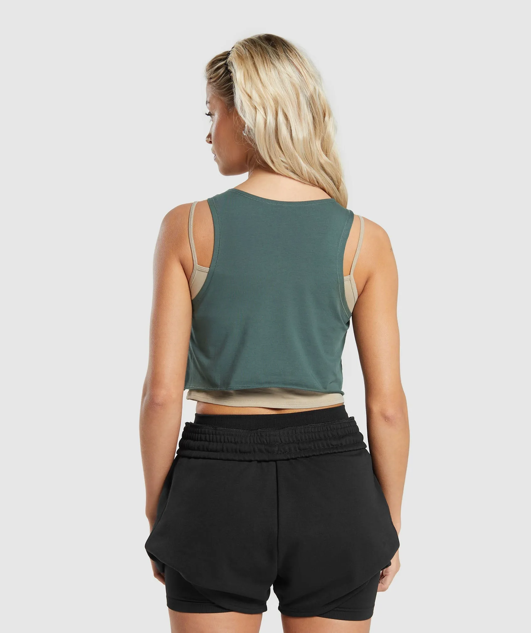 Gymshark Lifting 2 In 1 Crop Tank - Sand Brown/Slate Teal