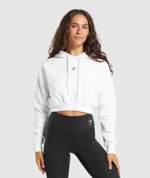 Gymshark Training Fleece Cropped Hoodie - White