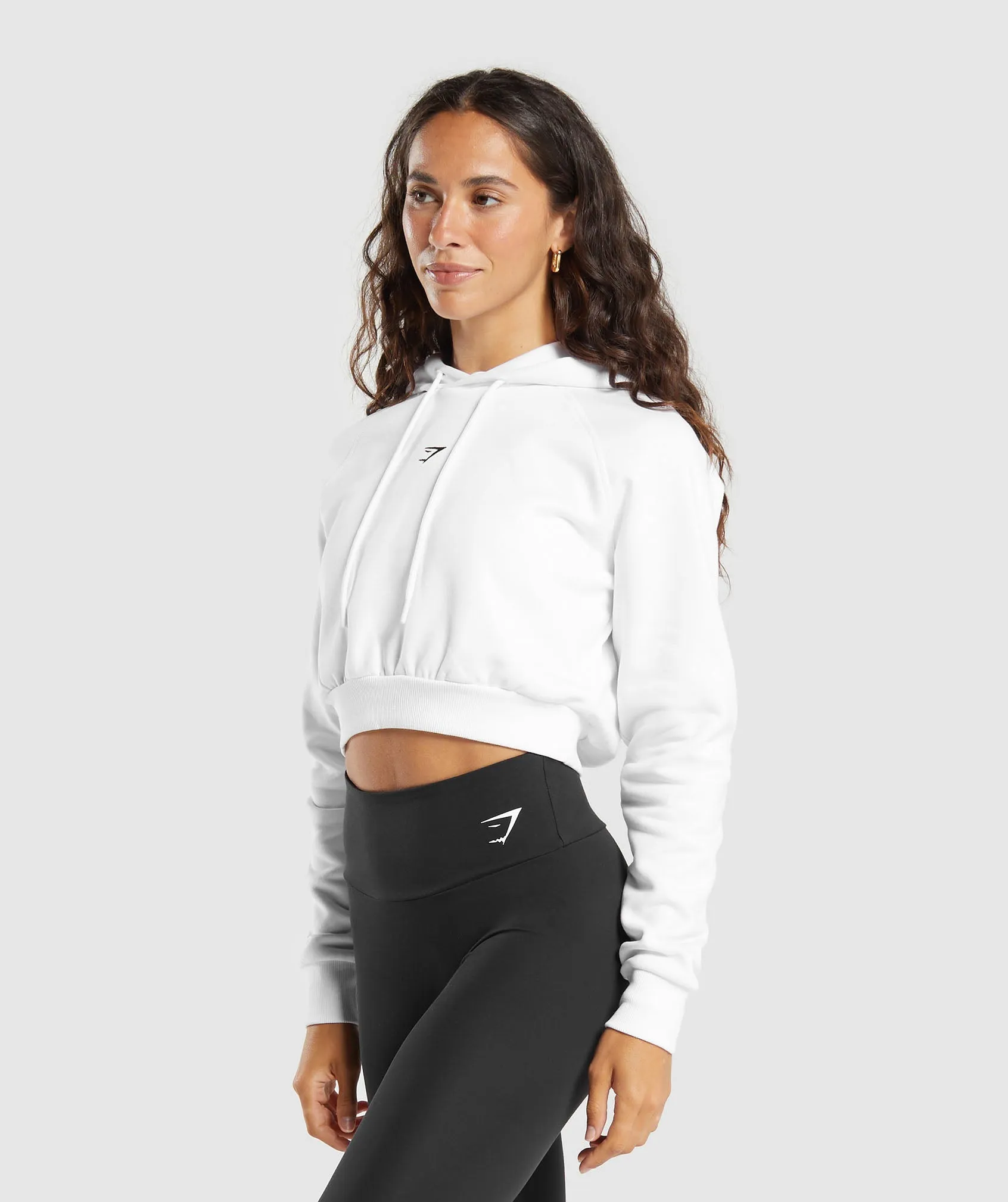 Gymshark Training Fleece Cropped Hoodie - White