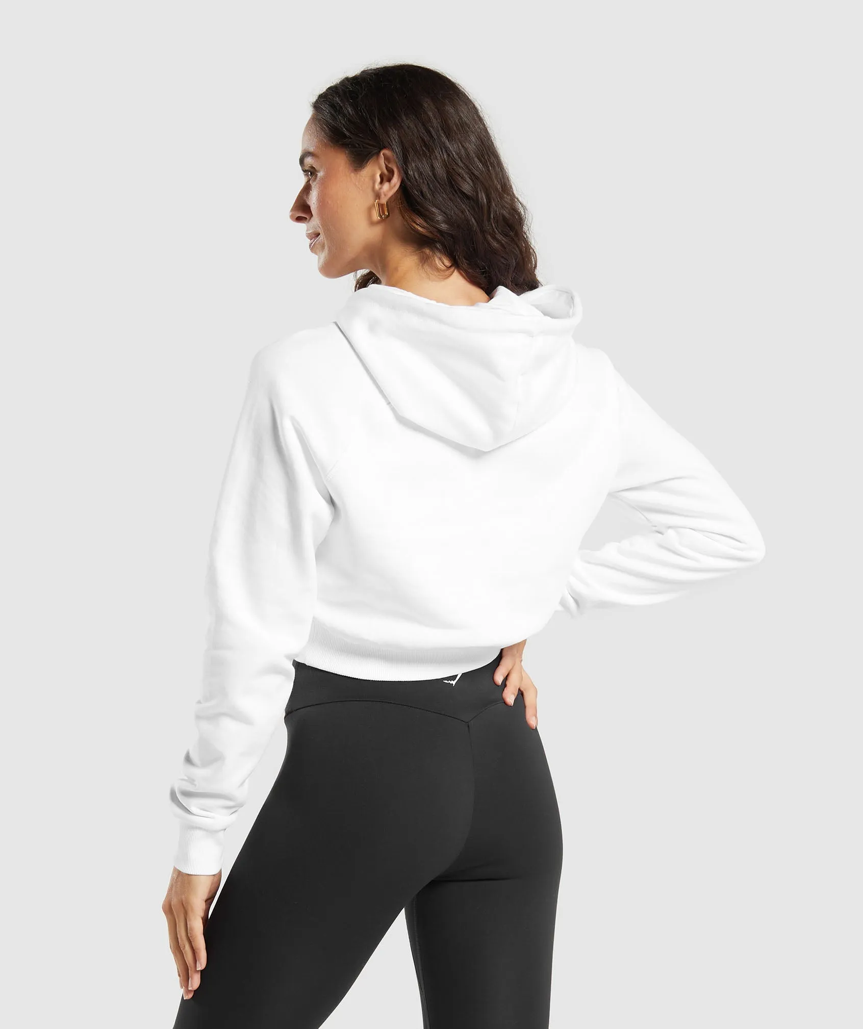 Gymshark Training Fleece Cropped Hoodie - White