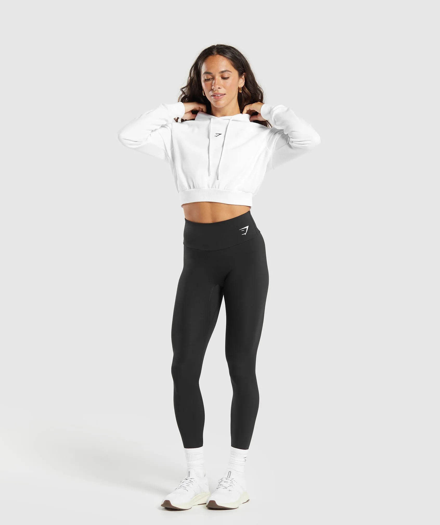 Gymshark Training Fleece Cropped Hoodie - White