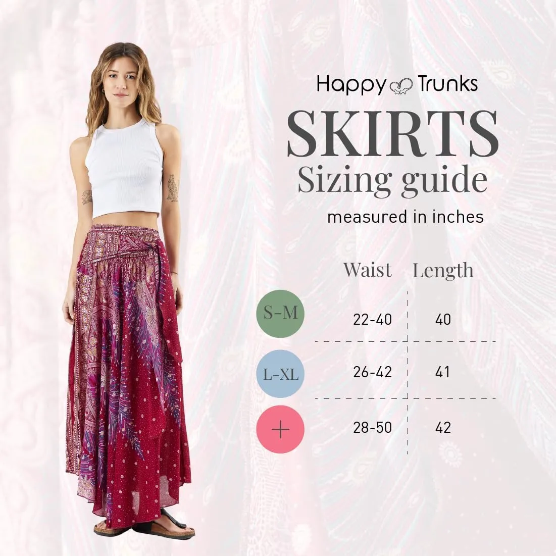 Happy Trunks Long Skirts for Women Boho Clothes for Women Maxi Skirt Hippie Gypsy Bohemian Floral Printed