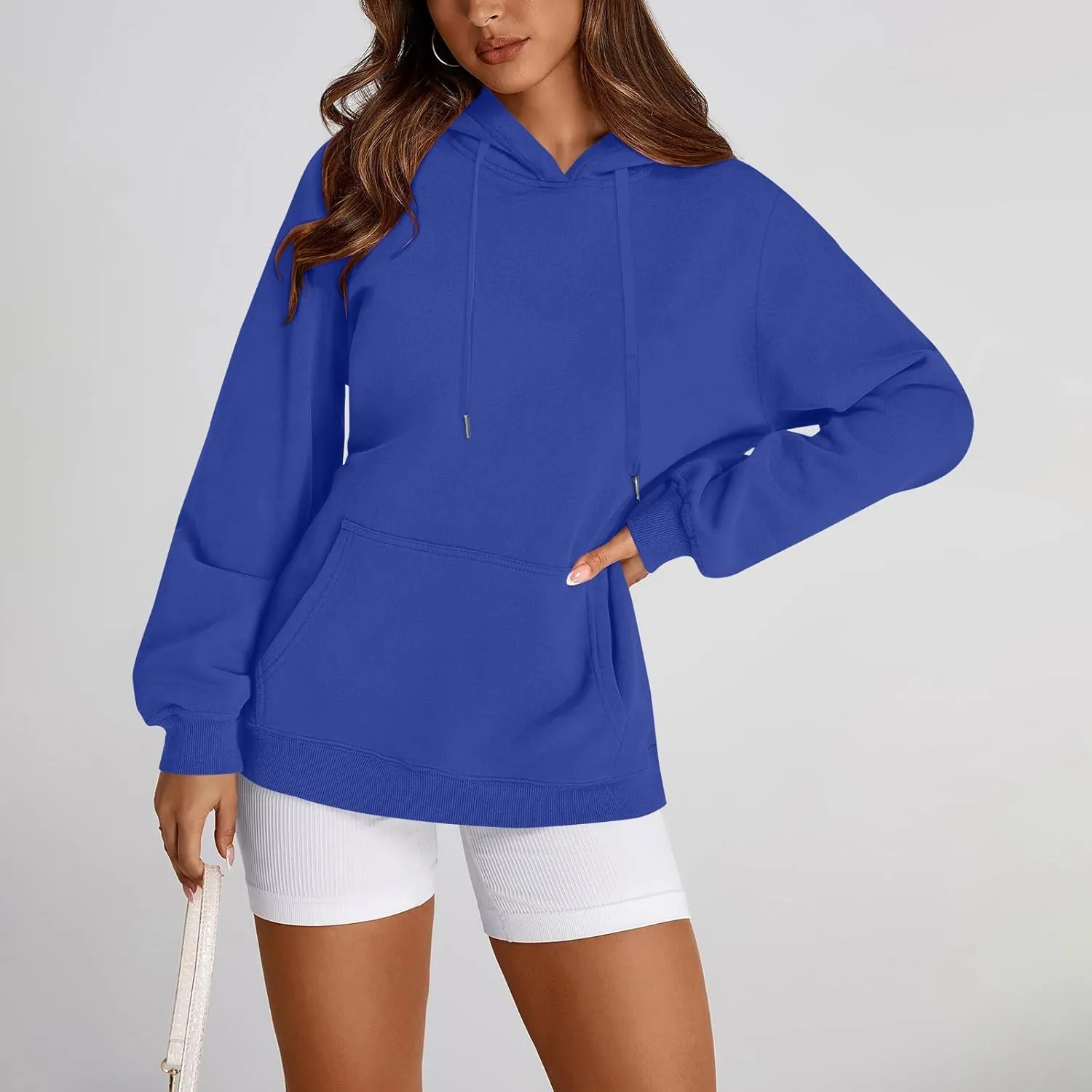 Hoodies for Women Drawstring Lightweight Fleece Oversized Sweatshirt Drop Shoulder Baggy Trendy Y2K Hoodie w/Pockets