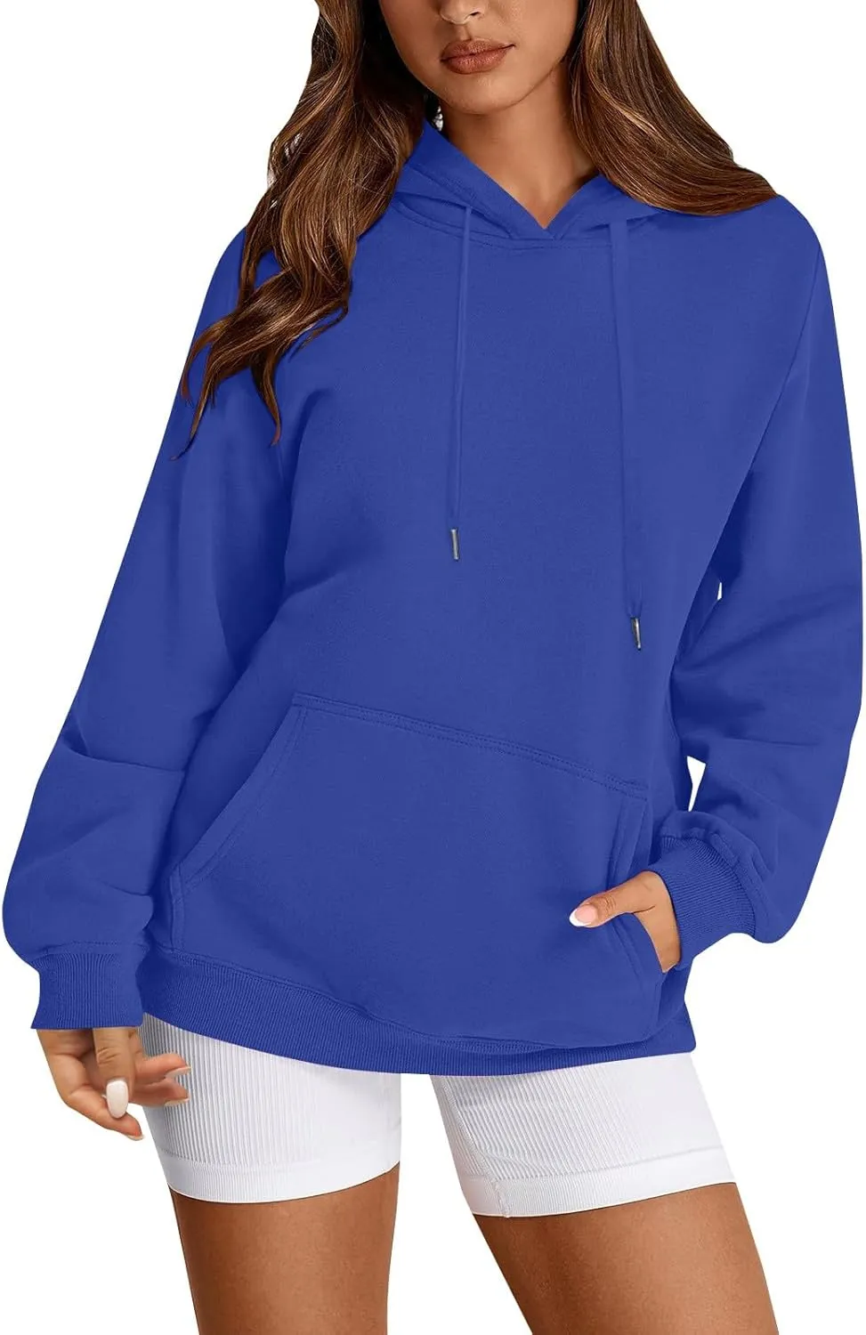 Hoodies for Women Drawstring Lightweight Fleece Oversized Sweatshirt Drop Shoulder Baggy Trendy Y2K Hoodie w/Pockets