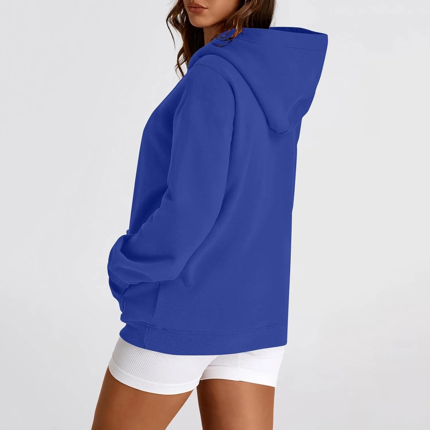Hoodies for Women Drawstring Lightweight Fleece Oversized Sweatshirt Drop Shoulder Baggy Trendy Y2K Hoodie w/Pockets