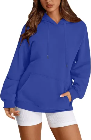 Hoodies for Women Drawstring Lightweight Fleece Oversized Sweatshirt Drop Shoulder Baggy Trendy Y2K Hoodie w/Pockets