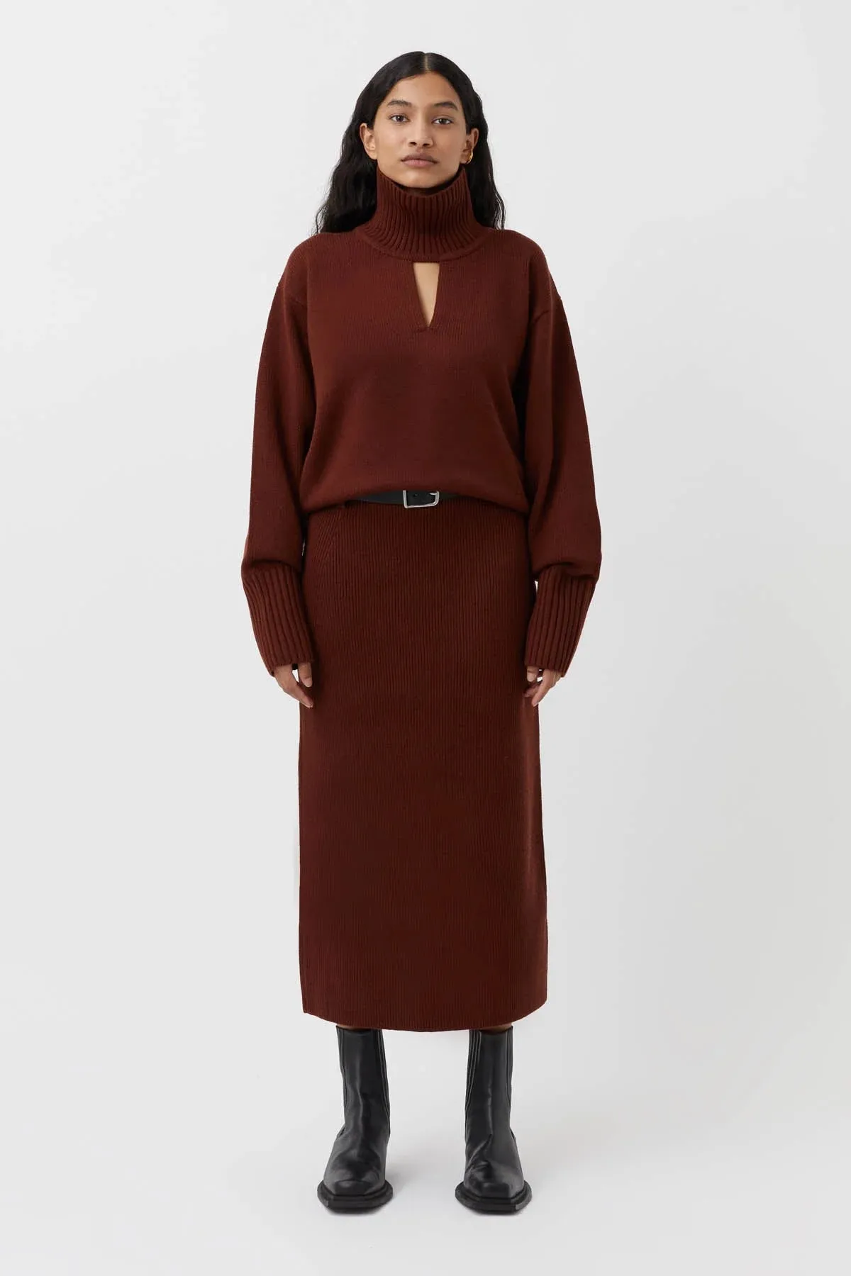Kalina Knit Turtleneck Mahogany