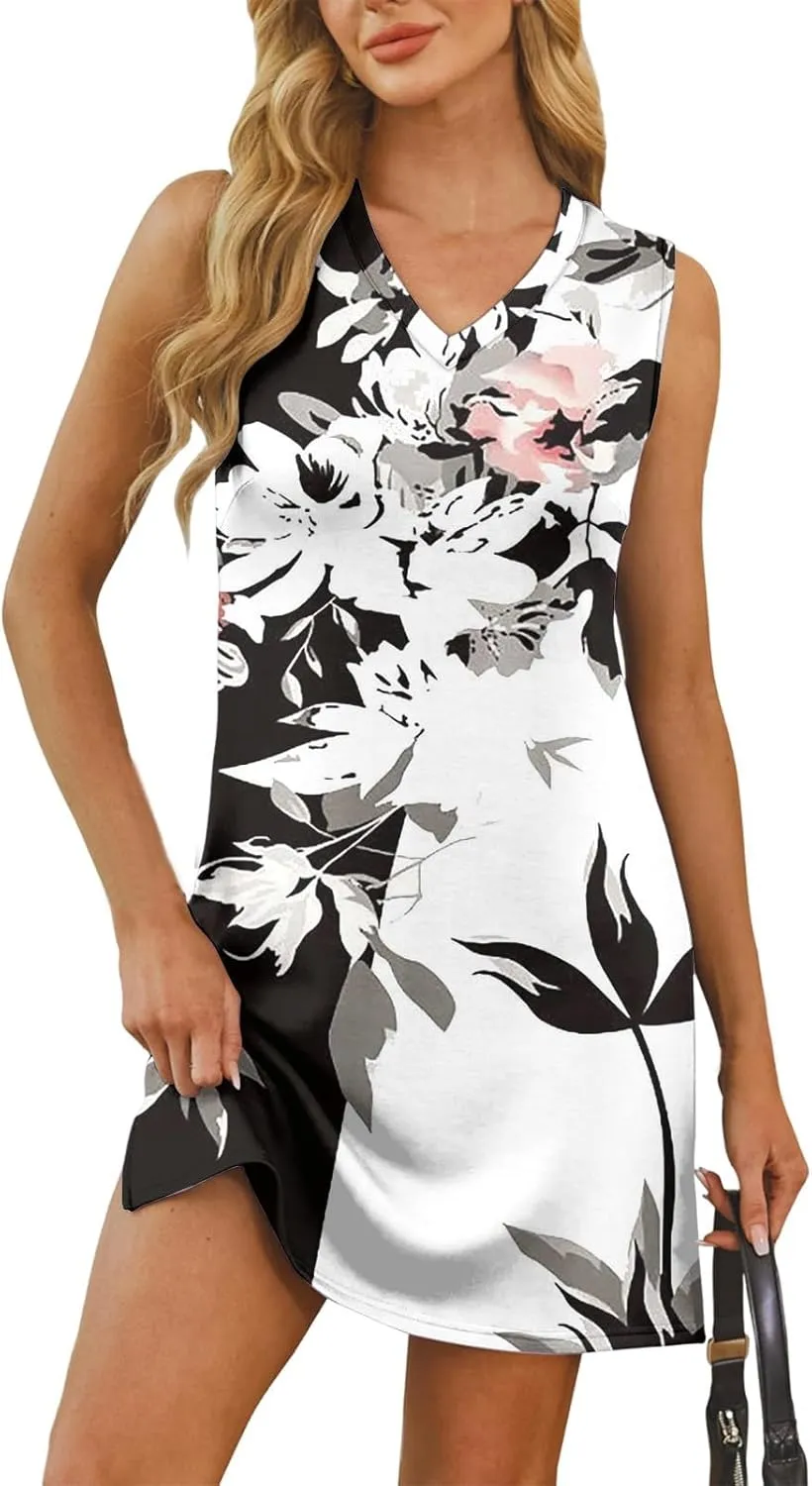 KUIOLYPOER Summer Dresses for Women 2025 Casual V Neck Sleeveless Sundresses Boho Tank Dress Beach Hawaiian Dresses