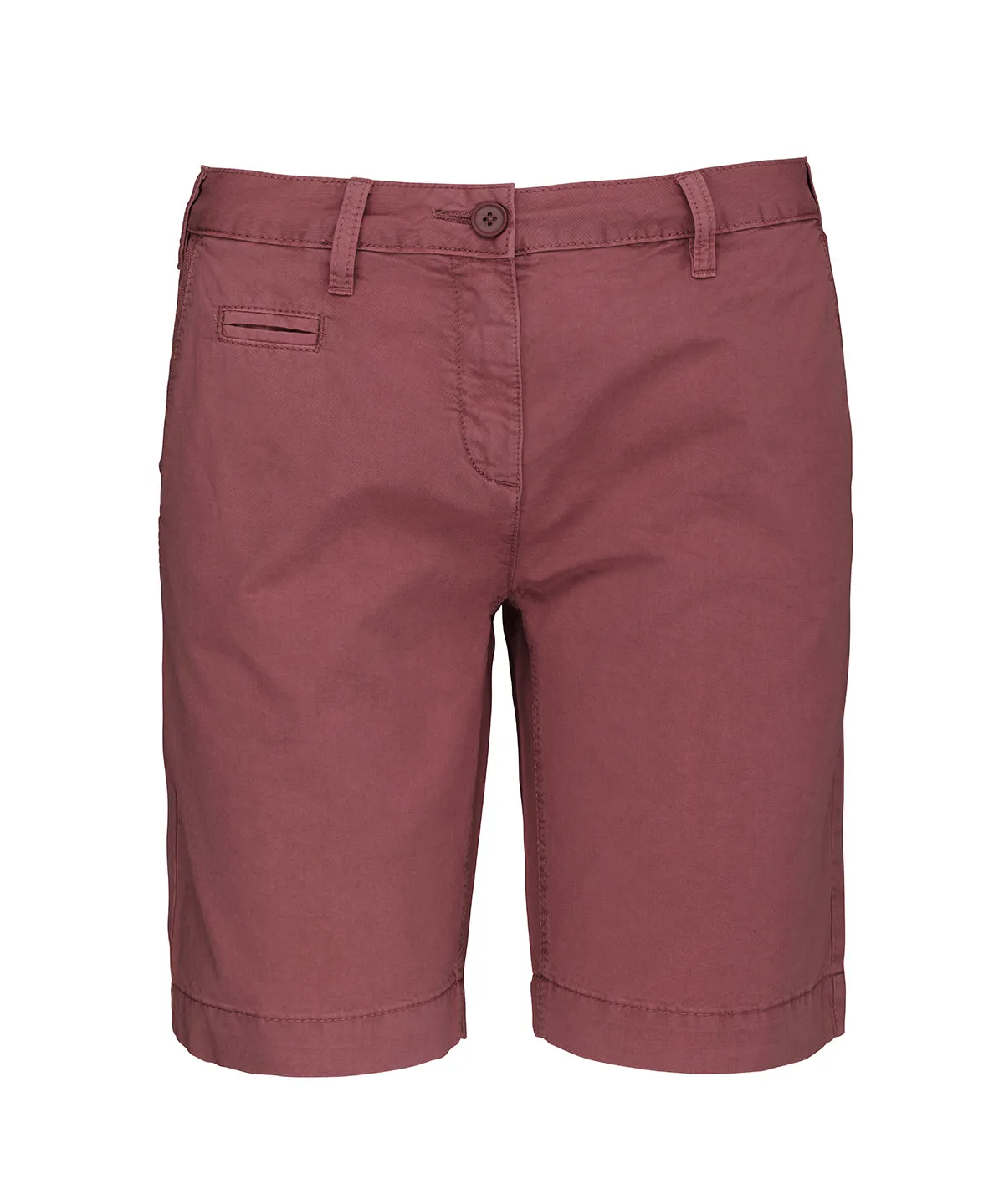 Ladies washed effect Bermuda shorts | Washed Marsala