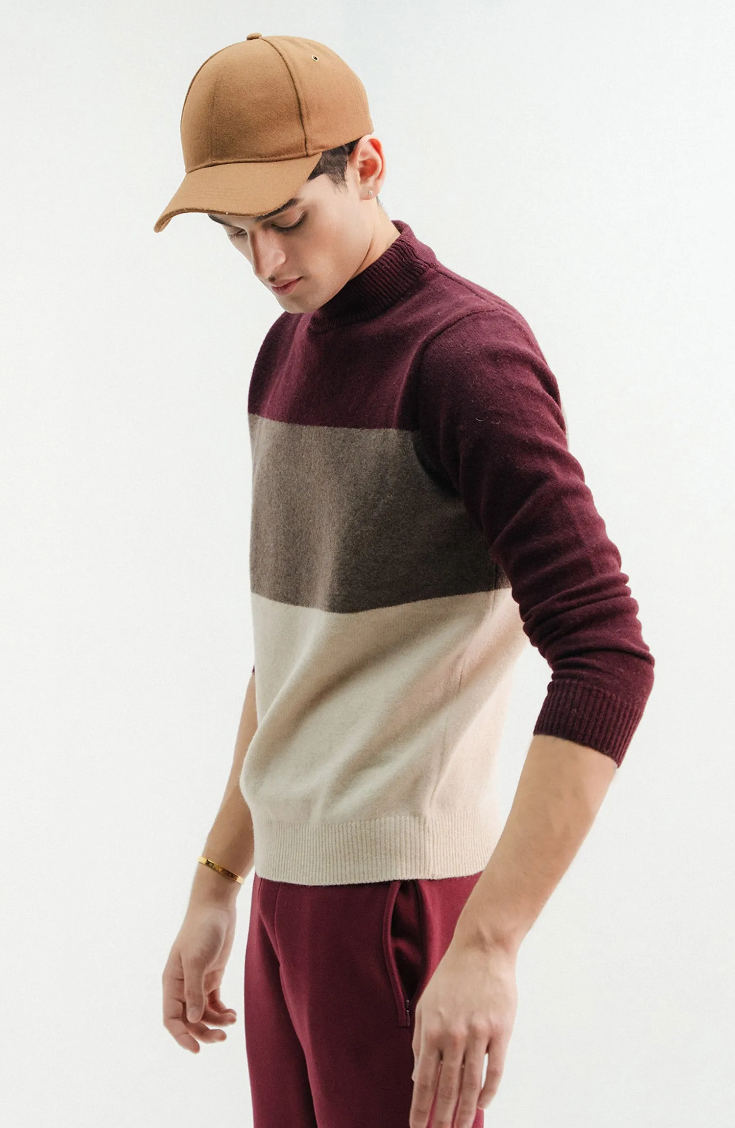 Lambs Wool Full Sleeves Mock Neck Designer